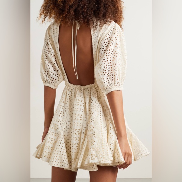 Rhode Molly open-back broderie anglaise cotton mini dress L - Picture 2 of 4